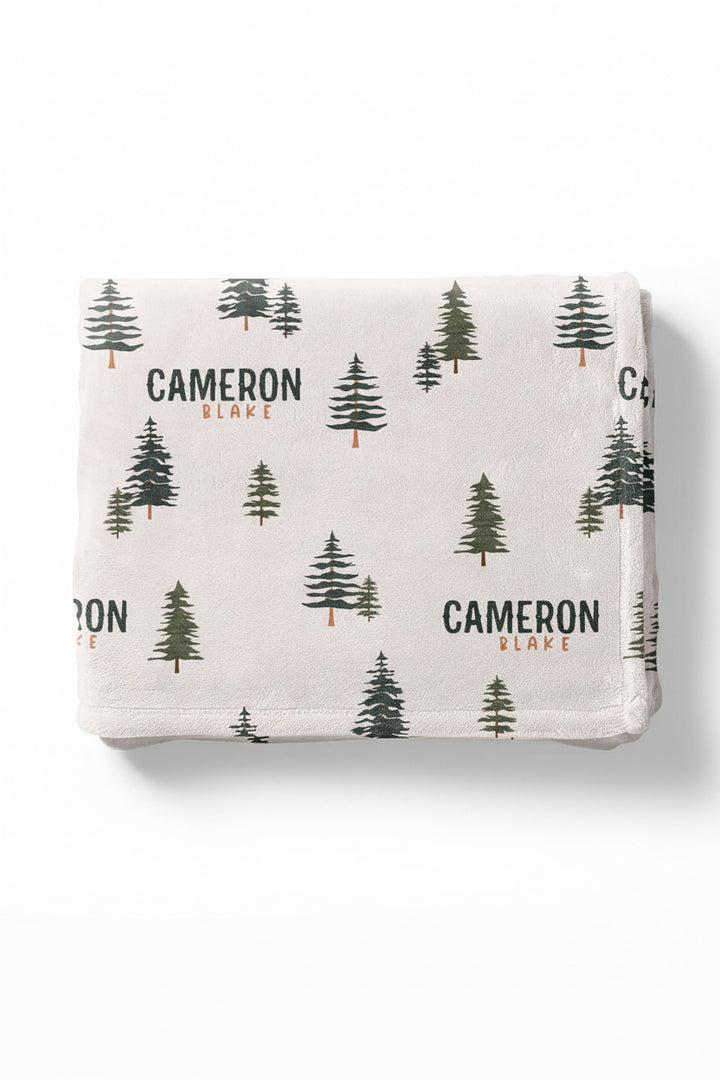 pine tree personalized kids blanket 