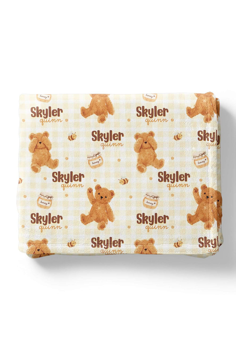 Personalized Caden Lane blanket printed with 'Skyler Quinn'