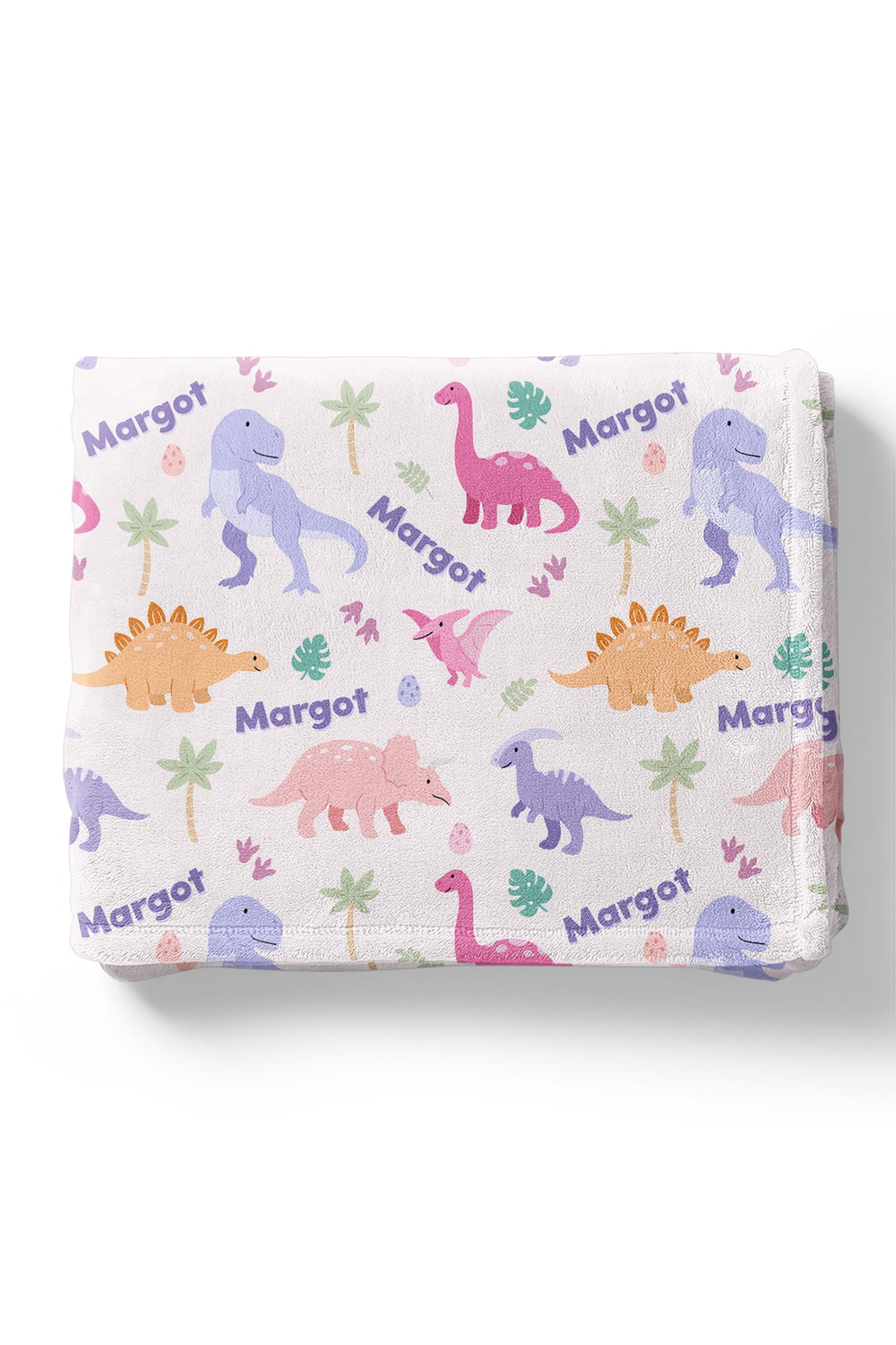 pastel dinosaur personalized blanket for girls 