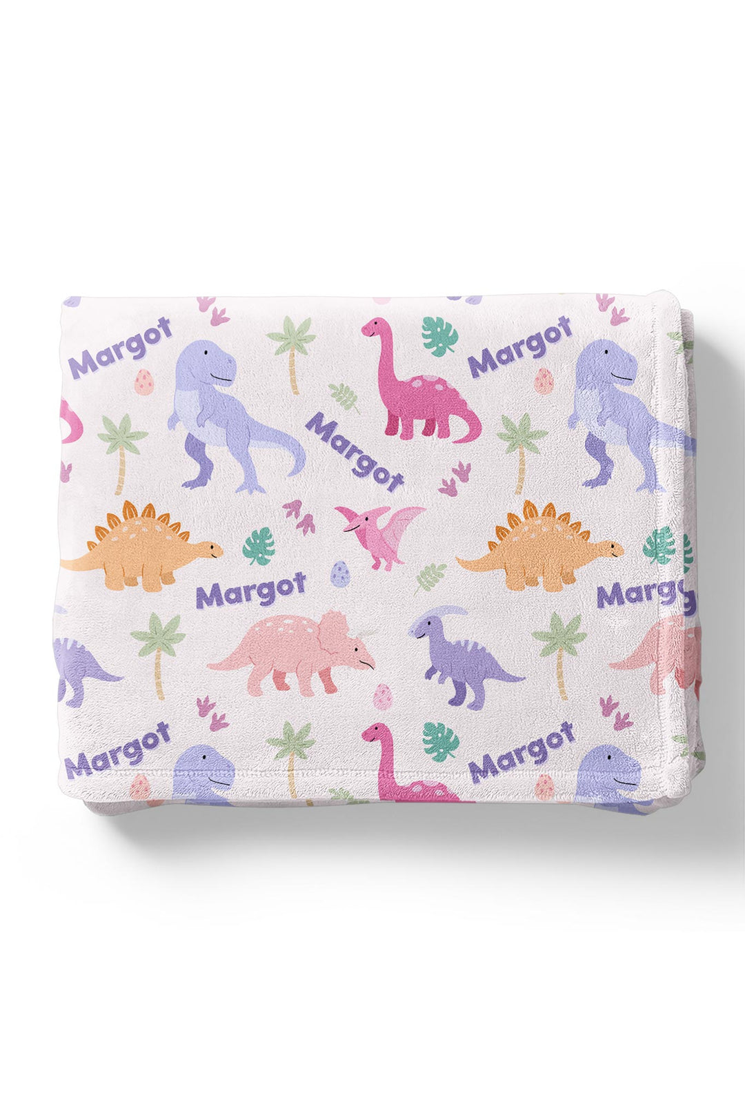 pastel dinosaur personalized blanket for girls 
