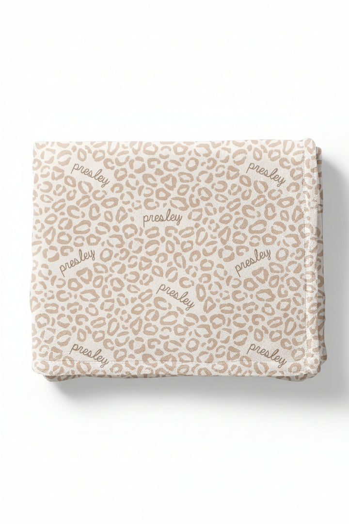 neutral tan personalized blanket for kids 