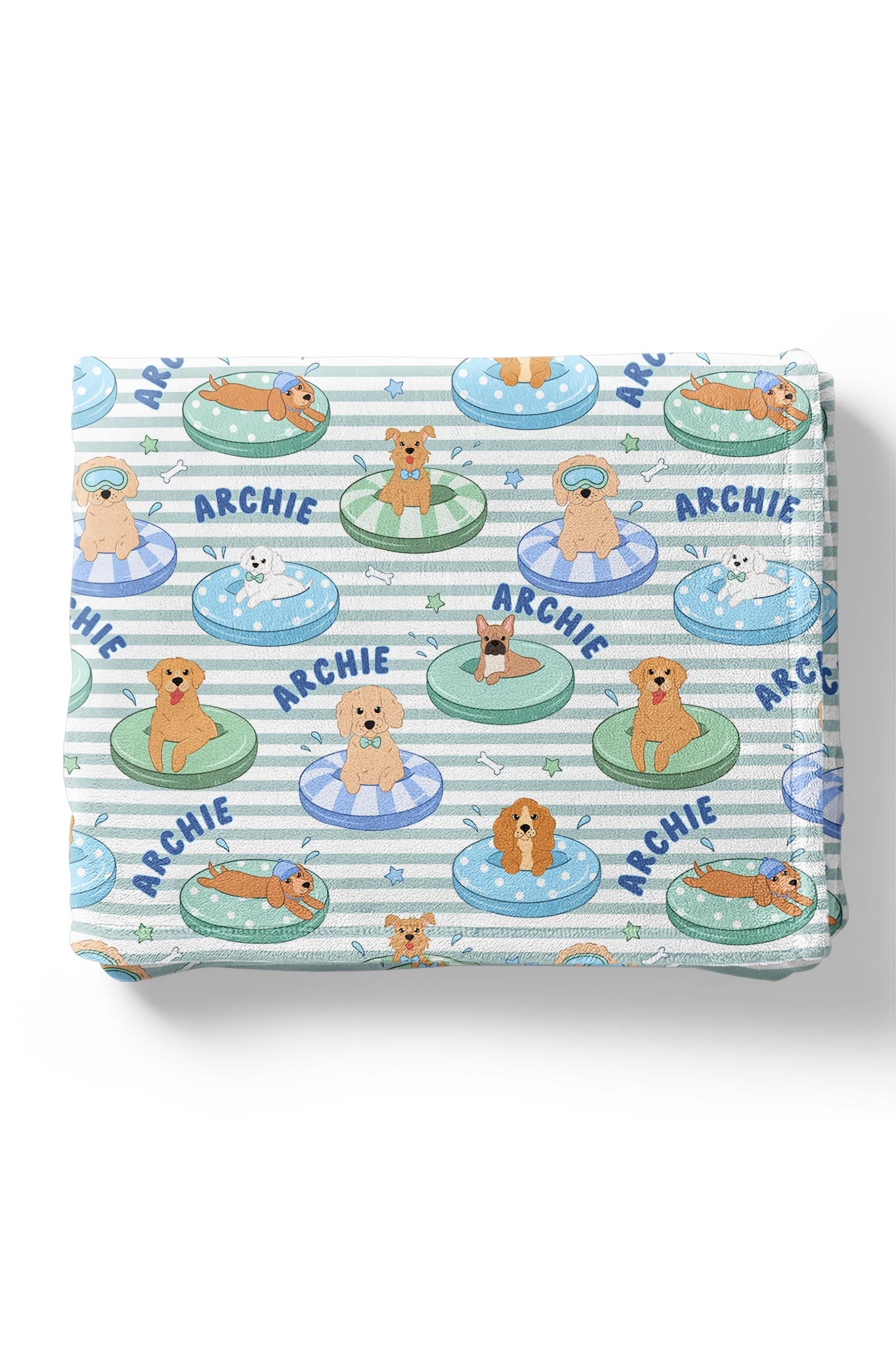 Personalized Kids Blanket | Poolside Pups Blue