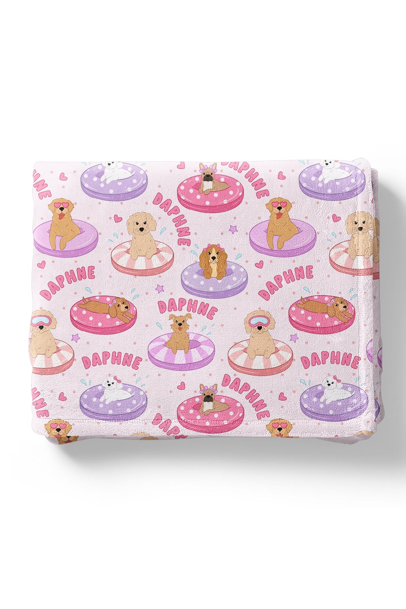 Personalized Kids Blanket | Poolside Pups Pink