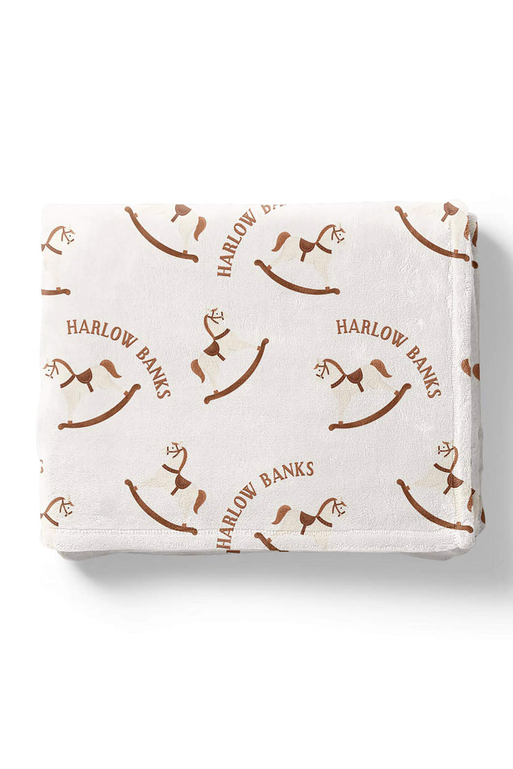 rocking horse personalized kids blanket 