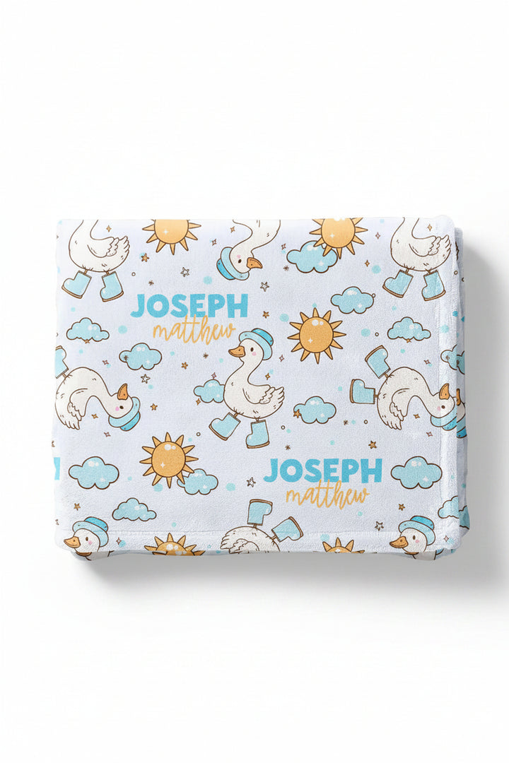 Silly Goose Personalized Kids Blanket | Blue