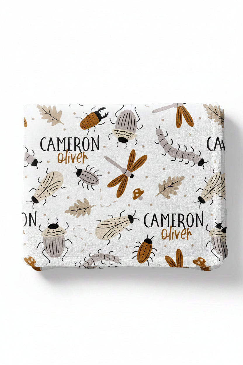 neutral bug personalized blanket for kids 