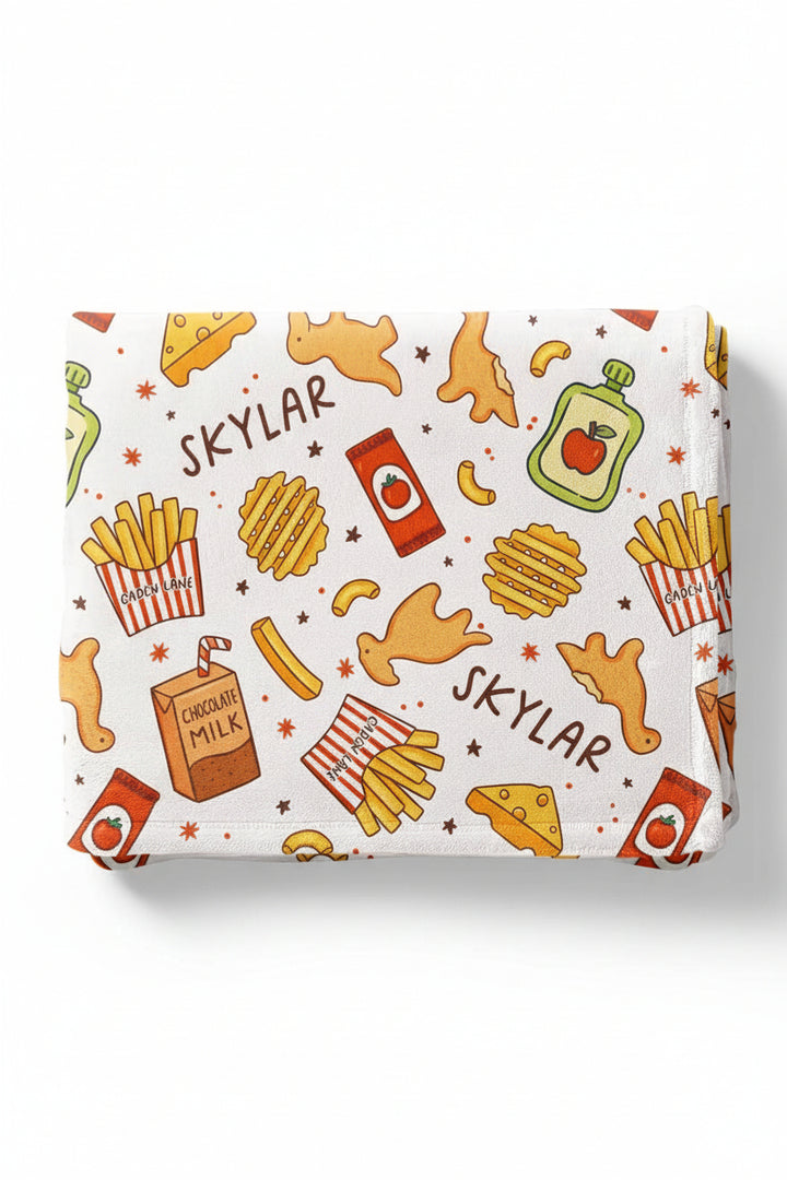 junk food personalized blanket for kids 