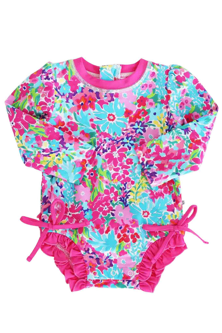 petal splash ruffle butt rash guard swimsuit for baby girls 