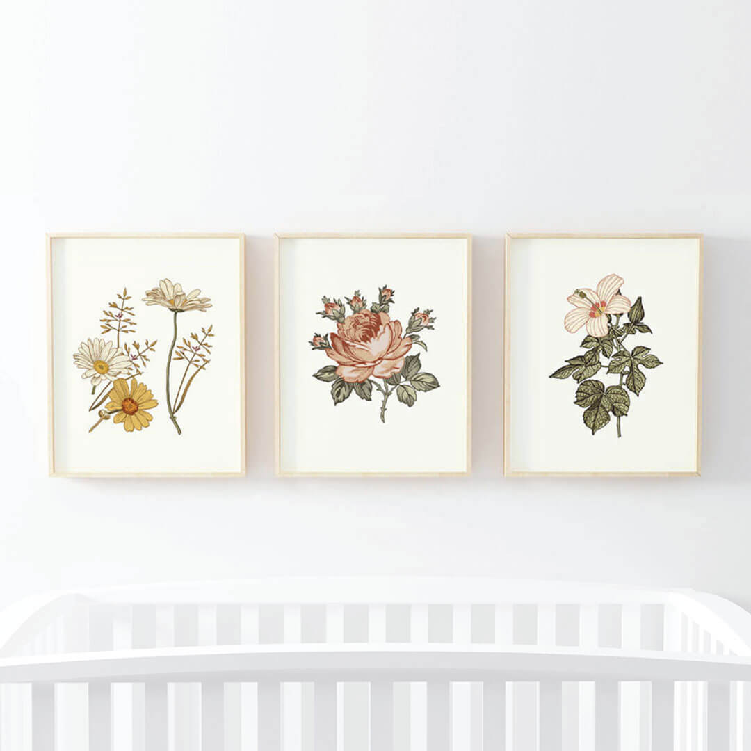 Peyton's Vintage Floral Bundled Nursery Wall Art