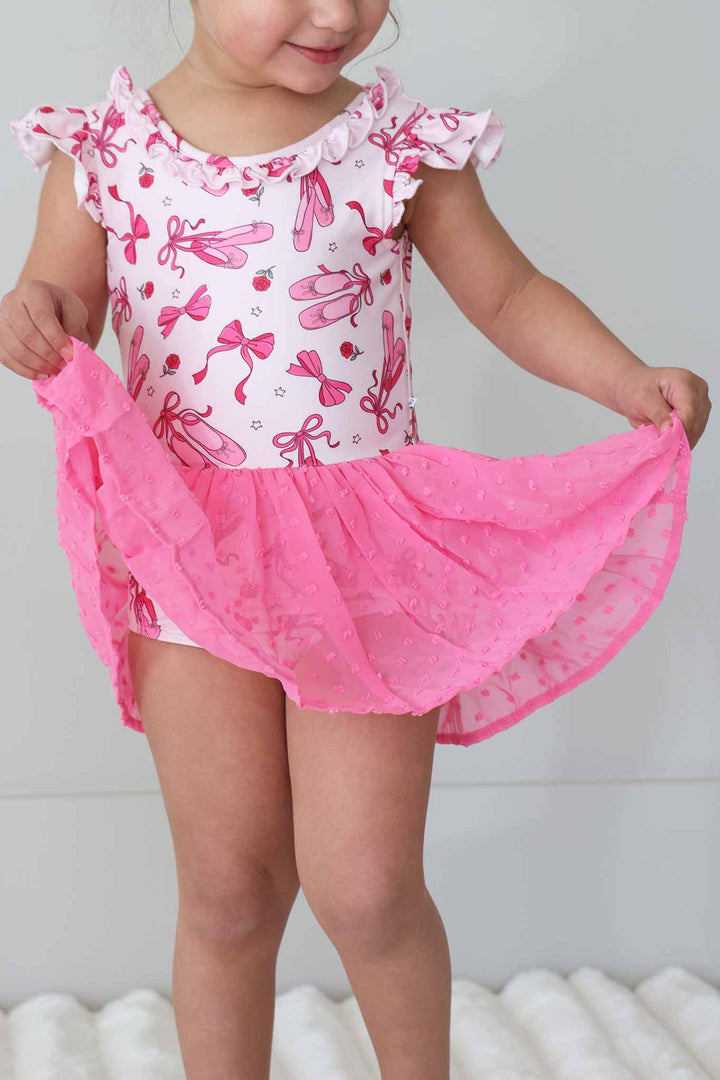 ballet shoe hot pink tulle skirt leotard for girls 
