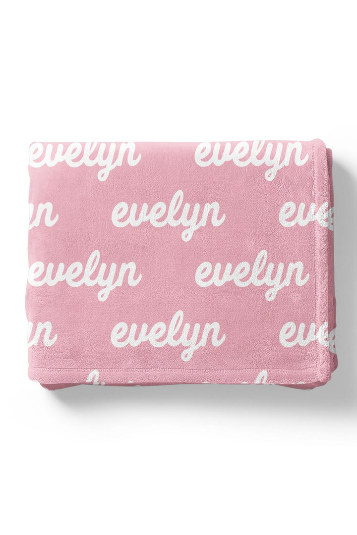 Caden Lane Pink Marshmallow-Script-Personalized Blanket