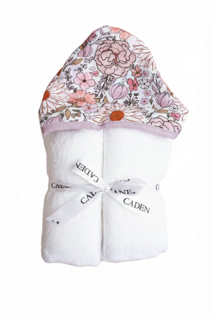 purple floral toddler hooded towel
