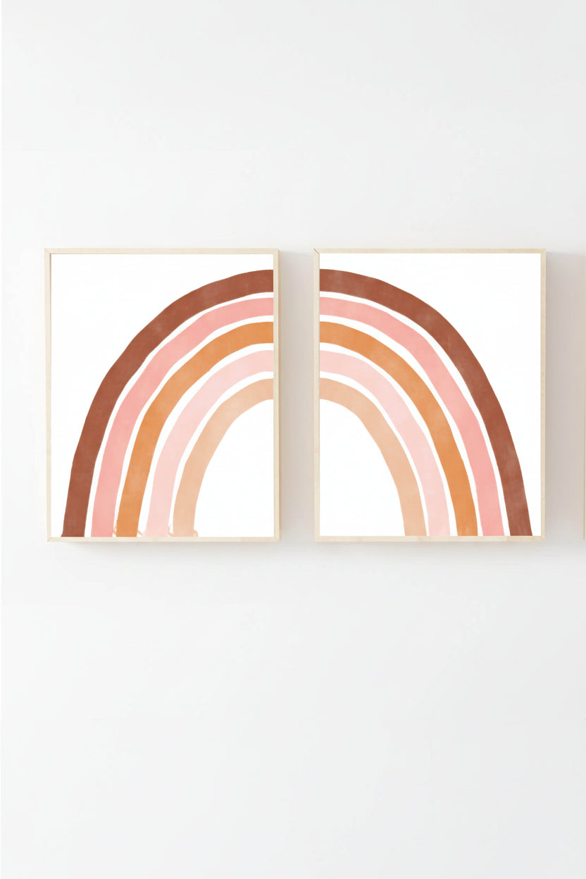pink and orange wall art for nursery