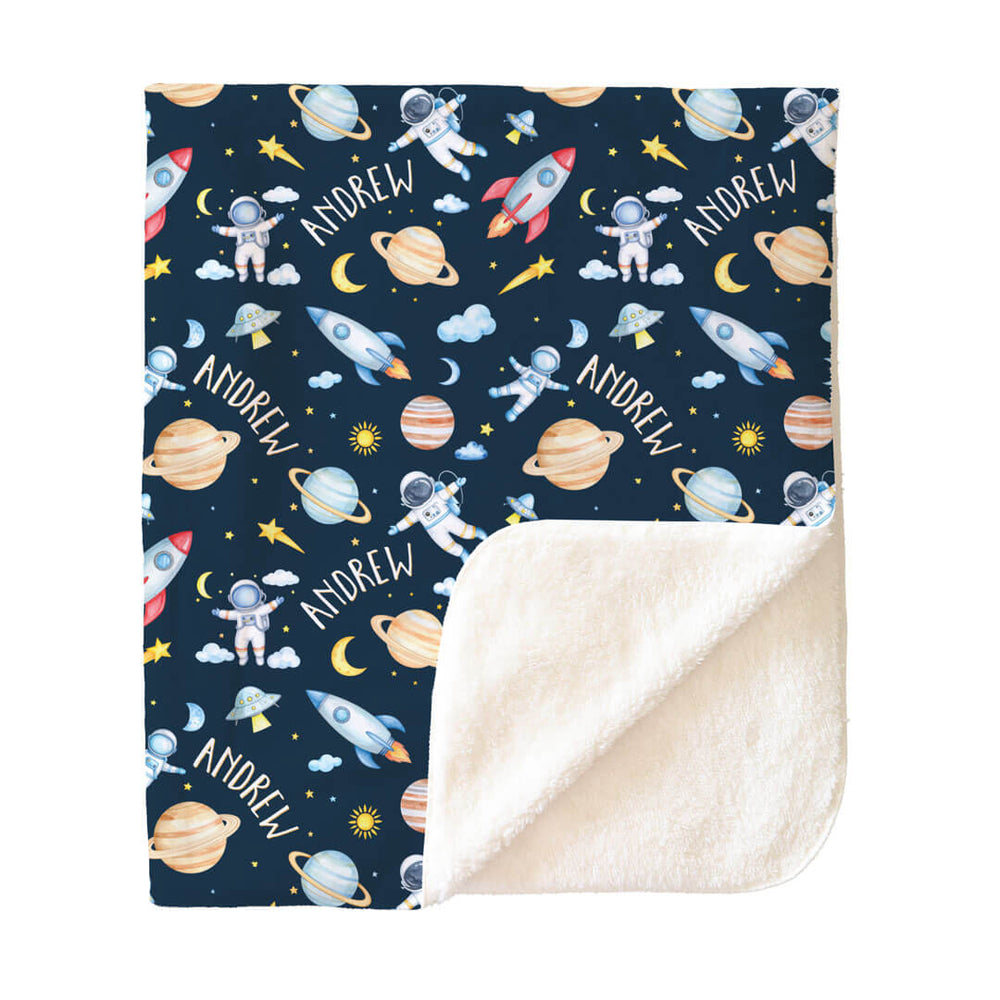rocket adventure personalized sherpa blanket 