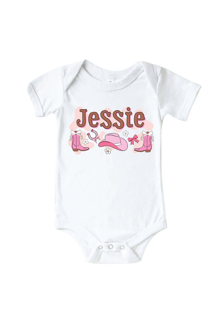 pink rodeo dreams graphic bodysuit for babies