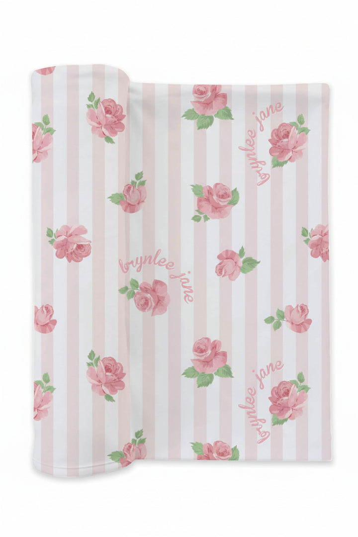 rosy & cozy personalized swaddle blanket 
