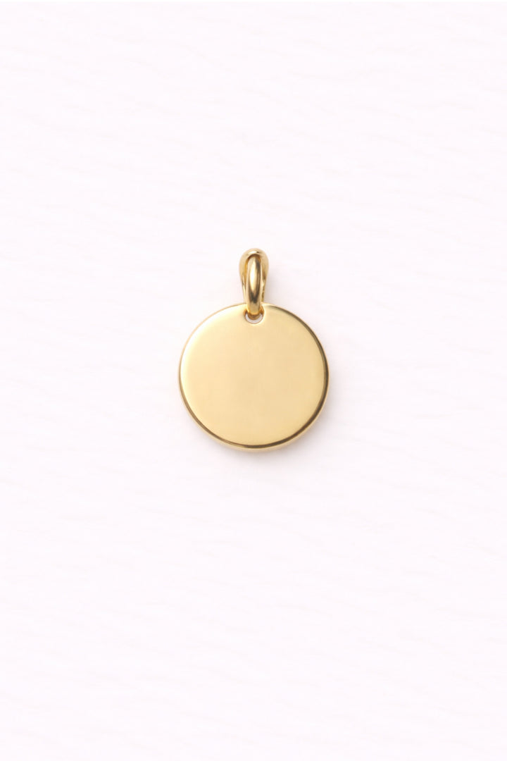 gold round charm for necklace