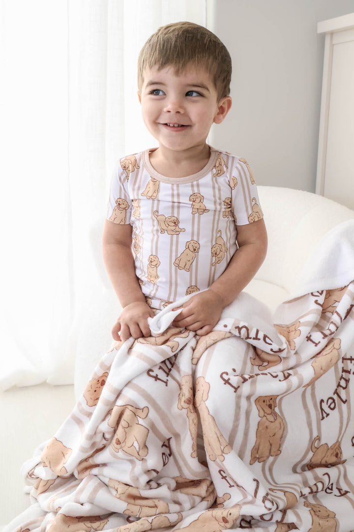 caden lane personalized kids blanket with lab print