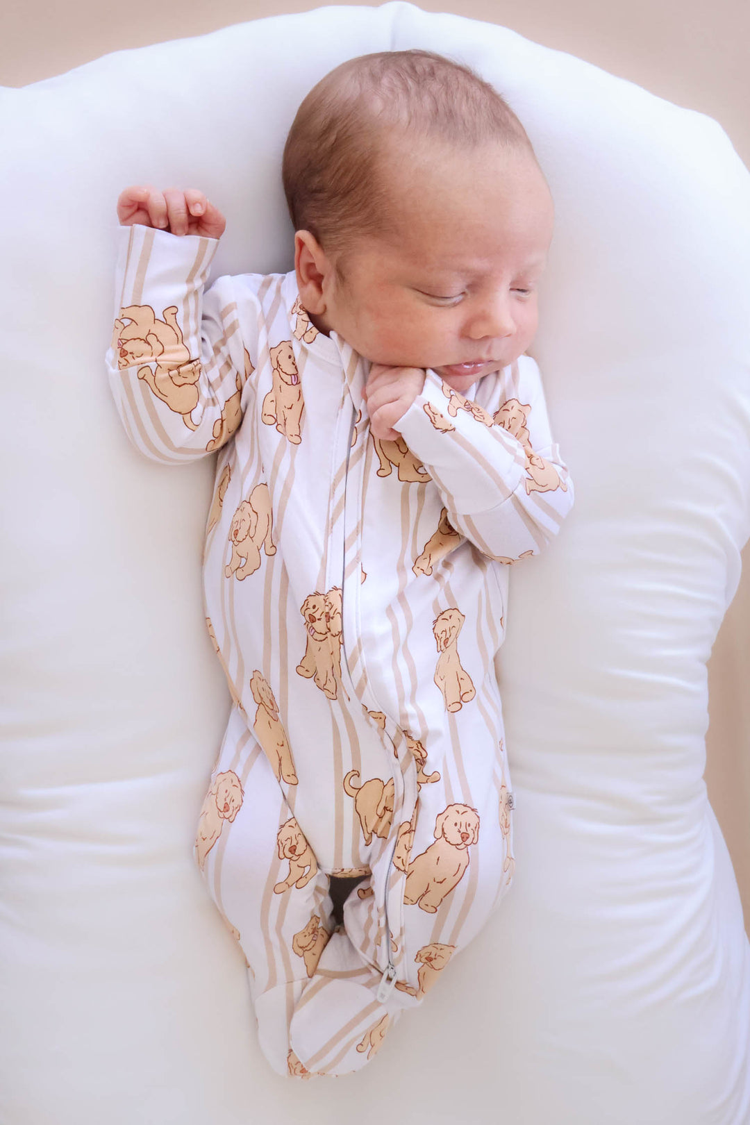 caden lane zipper footie with lab print for babies