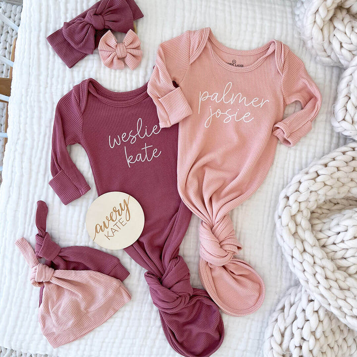 personalized knot gown sweet waffles script 
