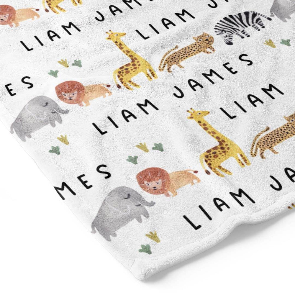 personalized toddler blanket safari