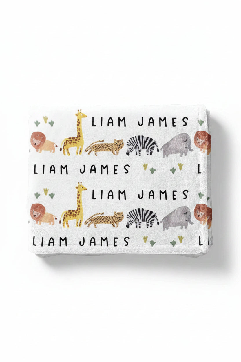 Safari Party Personalized Toddler Blanket