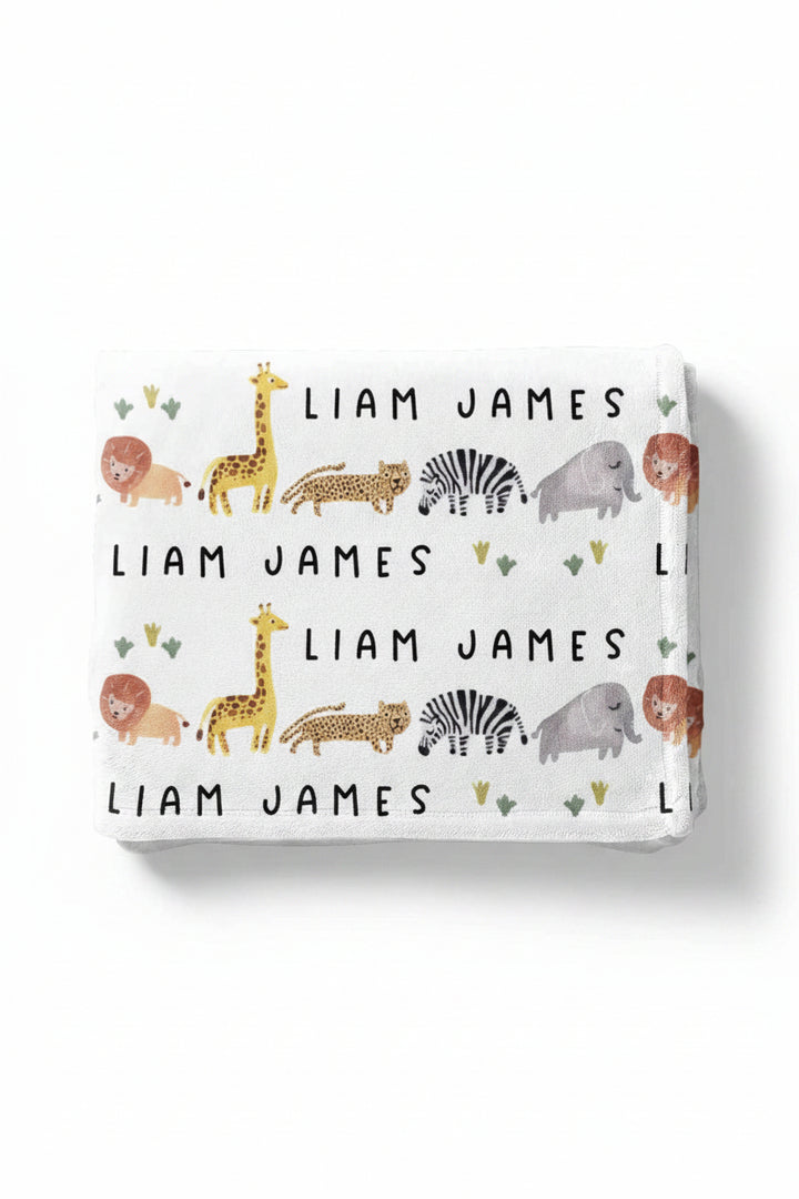 safari personalized toddler blanket 