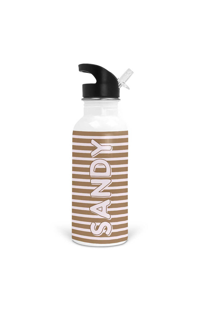 sandy stripes personalized water bottle 