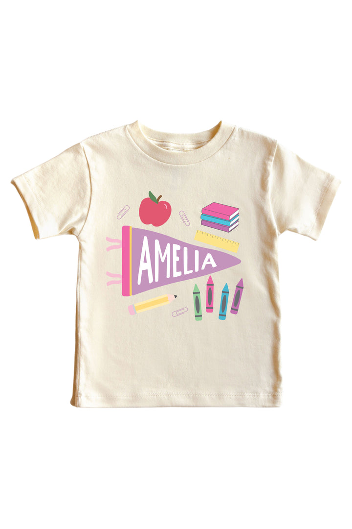 girl flag back to school tee
