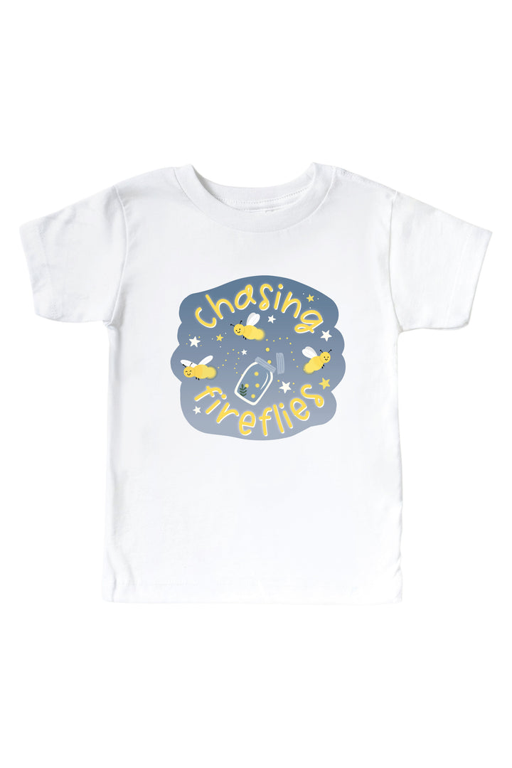 Front view of a Caden Lane white short-sleeve graphic kids&