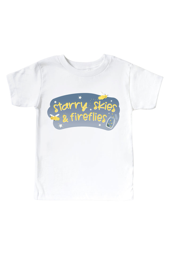 Front view of a Caden Lane white short-sleeve graphic kids&