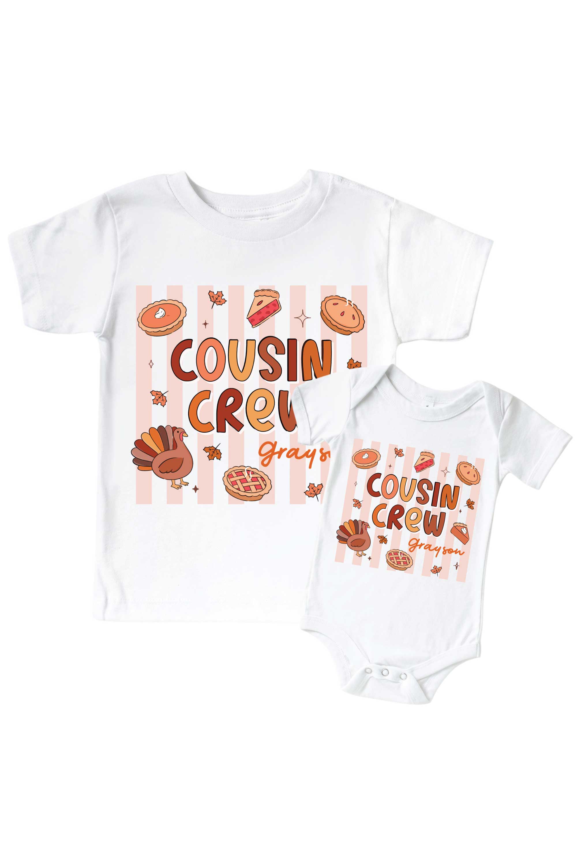 'Cousin Crew' Personalized Thanksgiving Baby Graphic Bodysuit or Kids' Tee