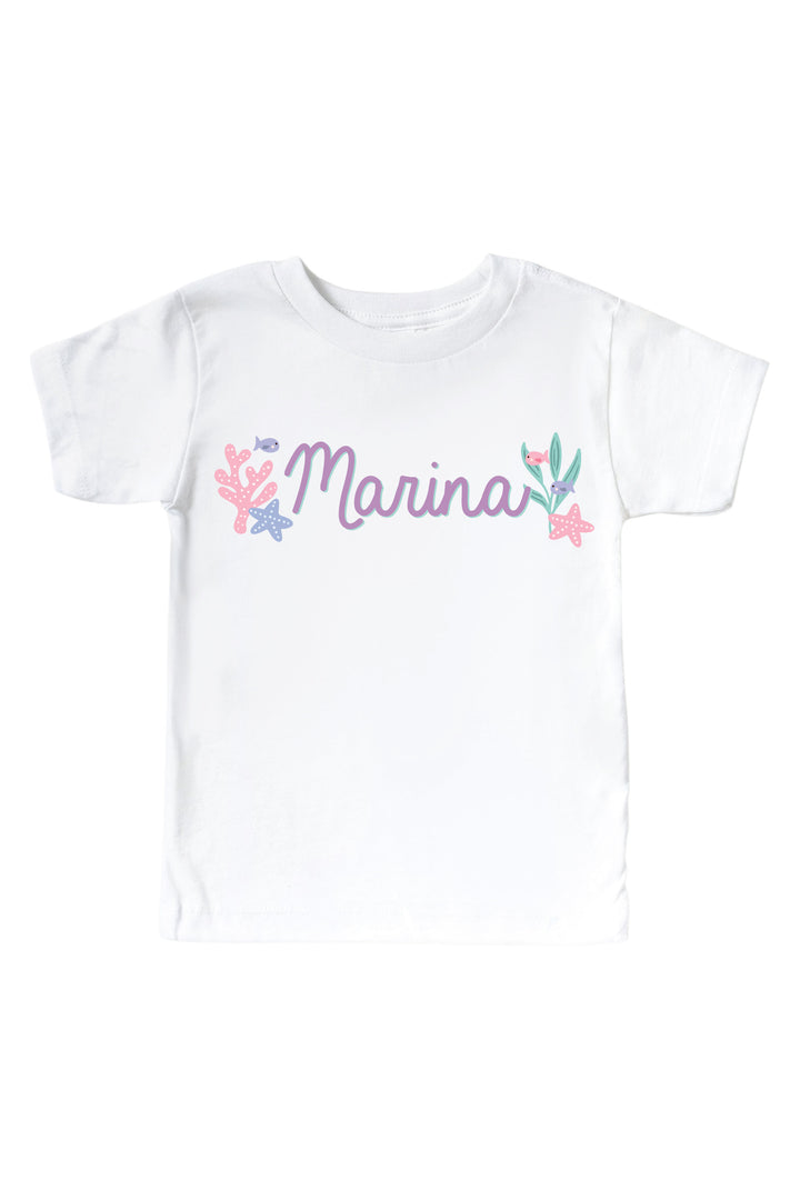 personalized let's be mermaids graphic bodysuit detail - summer mermaid design