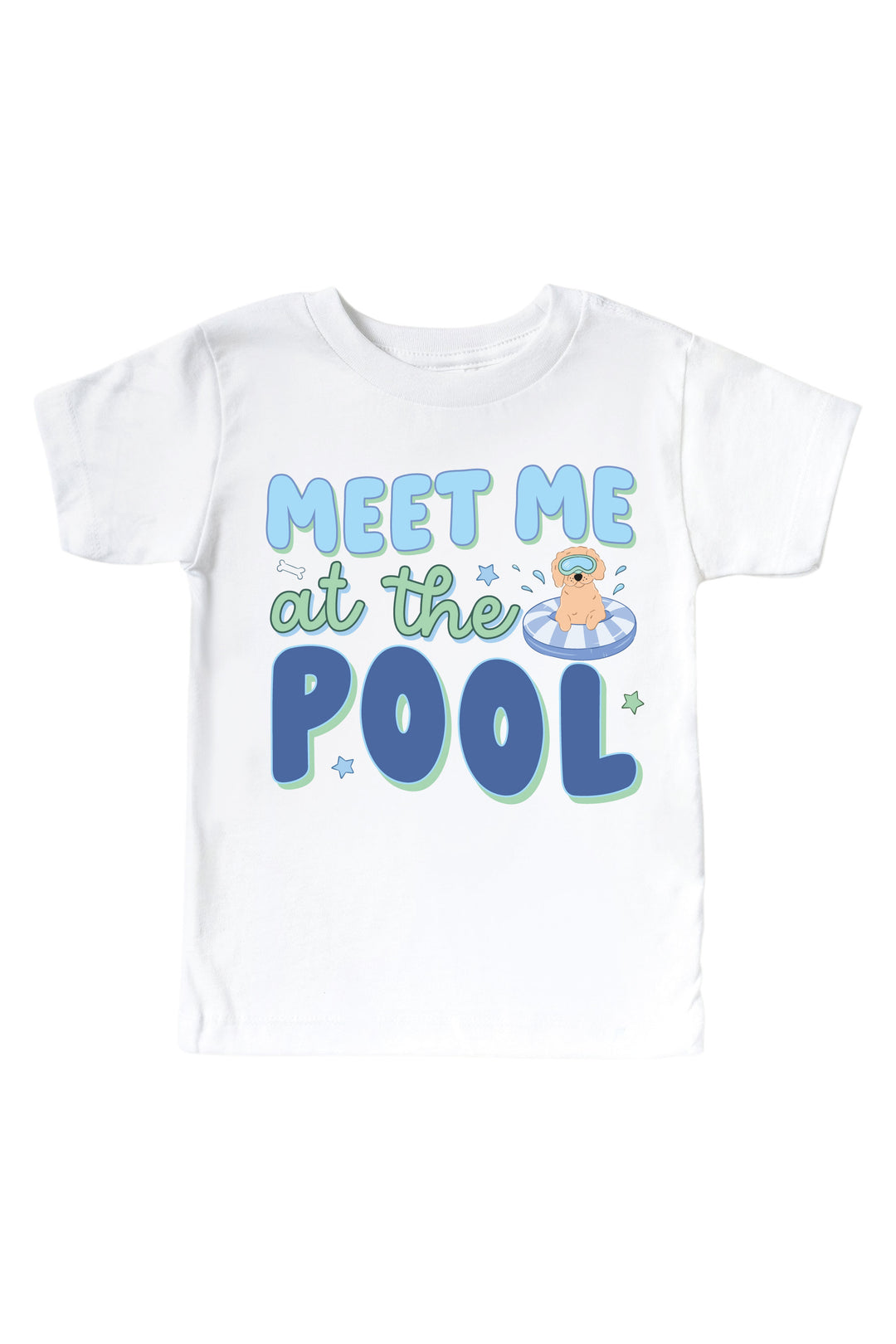 summer dog and floaties graphic tee for kids and babies