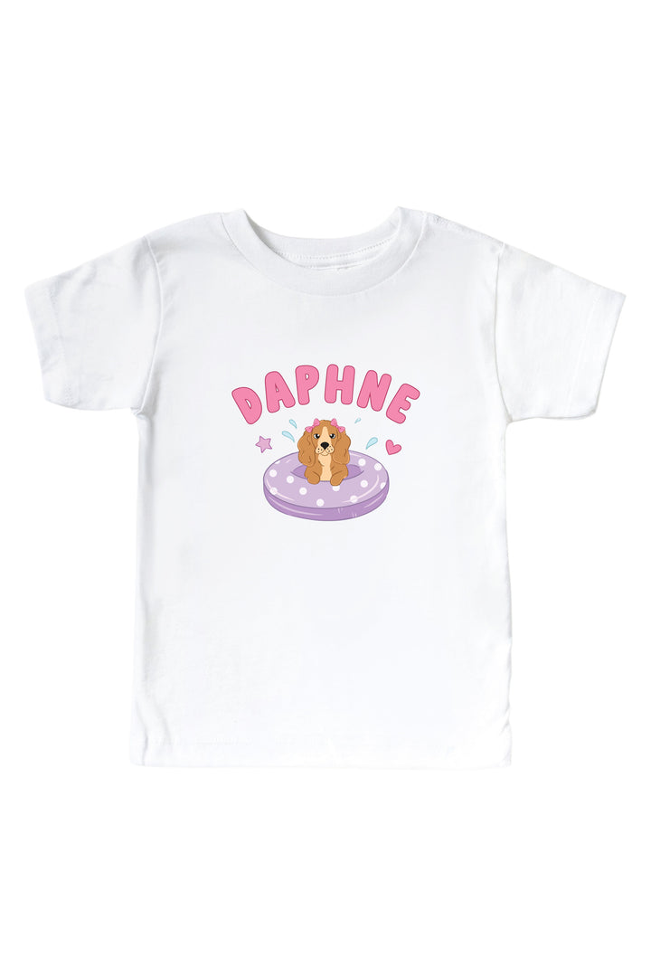 summer dog and floaties graphic tee for kids and babies
