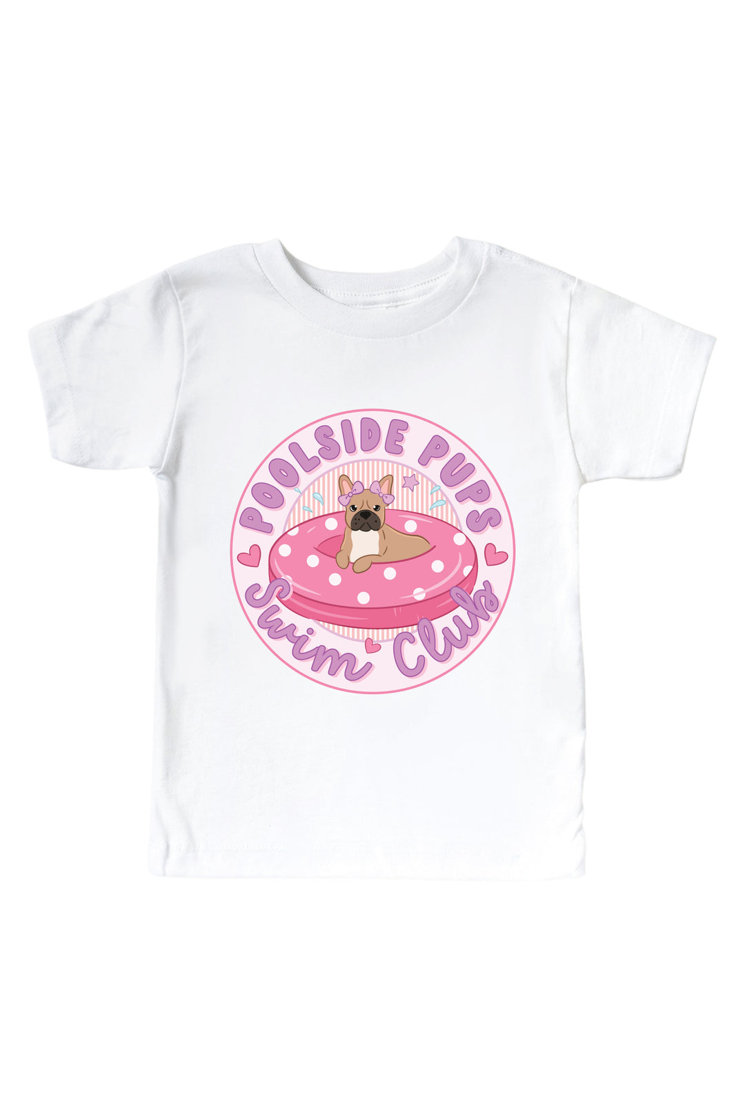 summer dog and floaties graphic tee for kids and babies