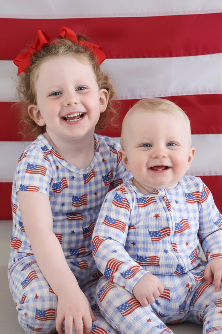 star-spangled picnic siblings pajamas