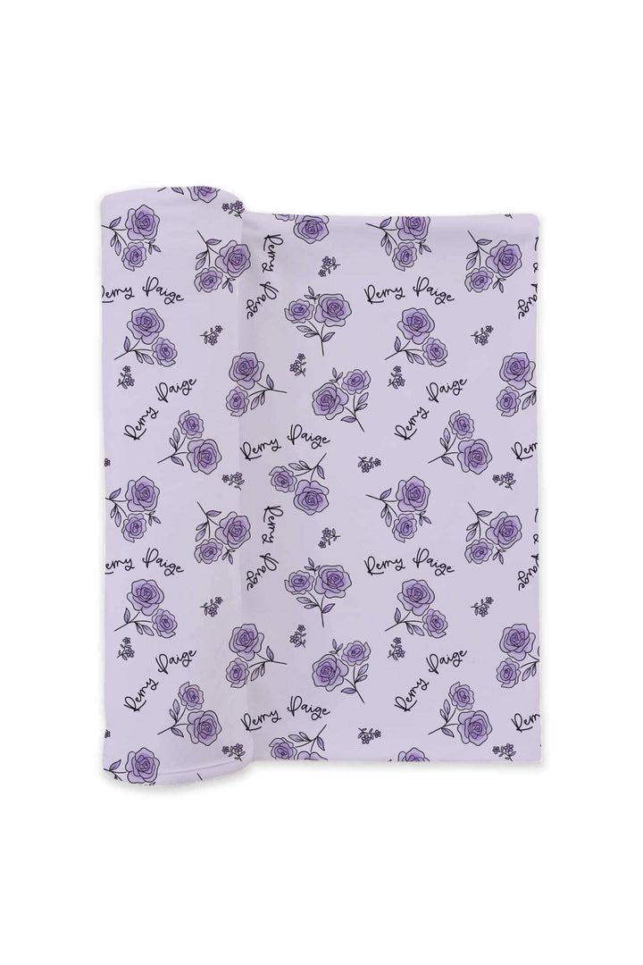 caden lane amethyst garden knit purple floral personalized swaddle blanket