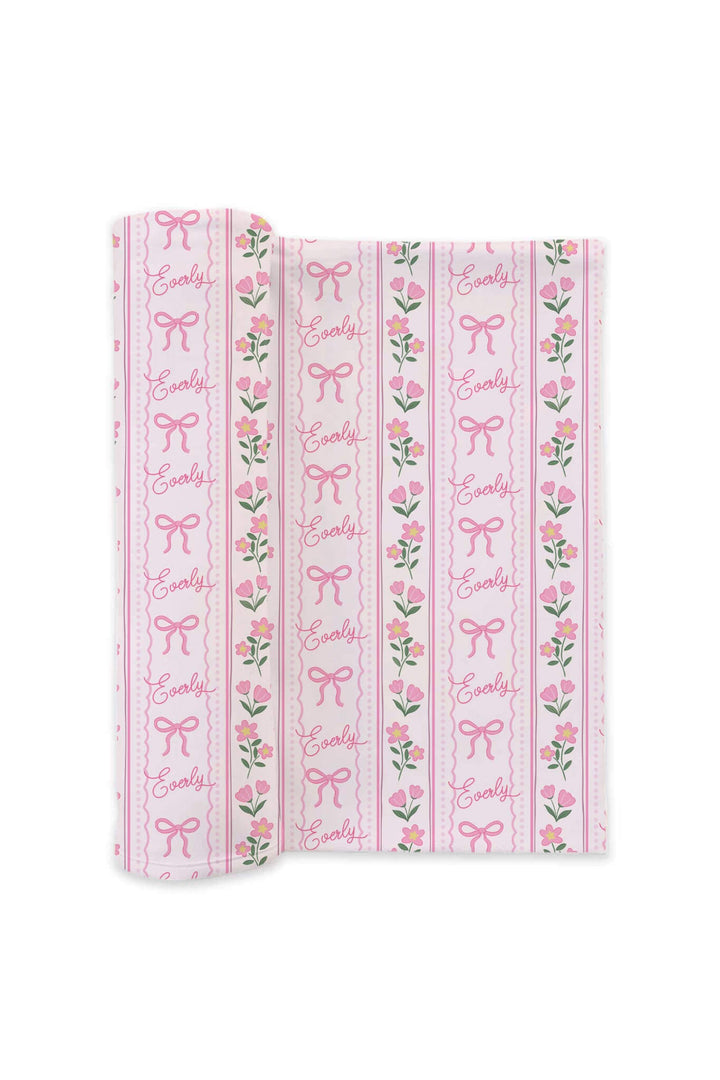 personalized swaddle blanket in coquette garden floral print
