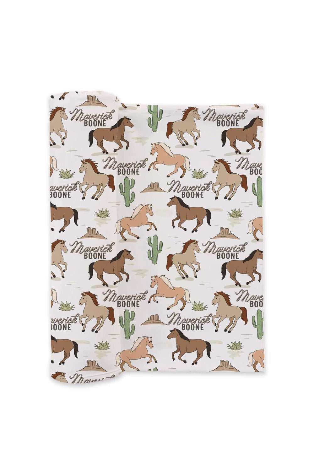 neutral pony club personalized swaddle blanket for boys 