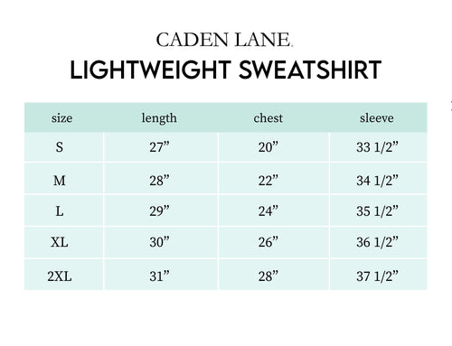 Sizing chart