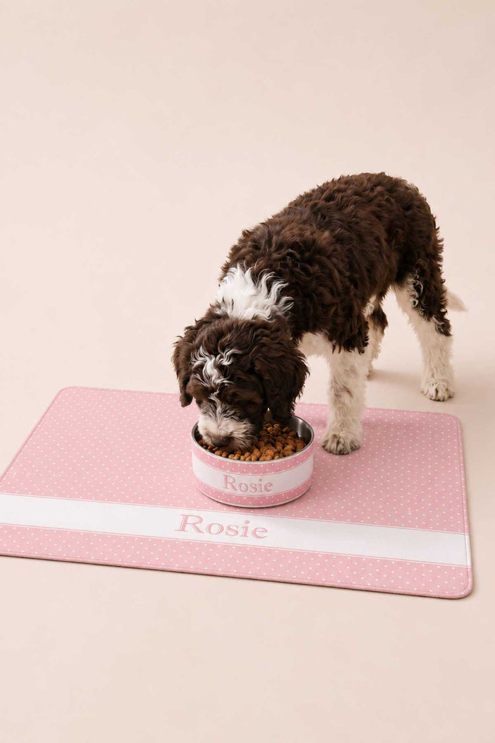 sweet pea spots placemat and matching bowl 