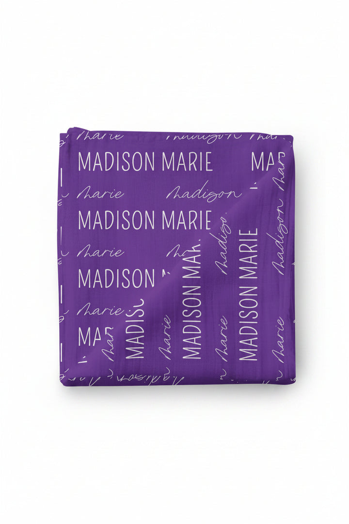 personalized swaddle blanket purple