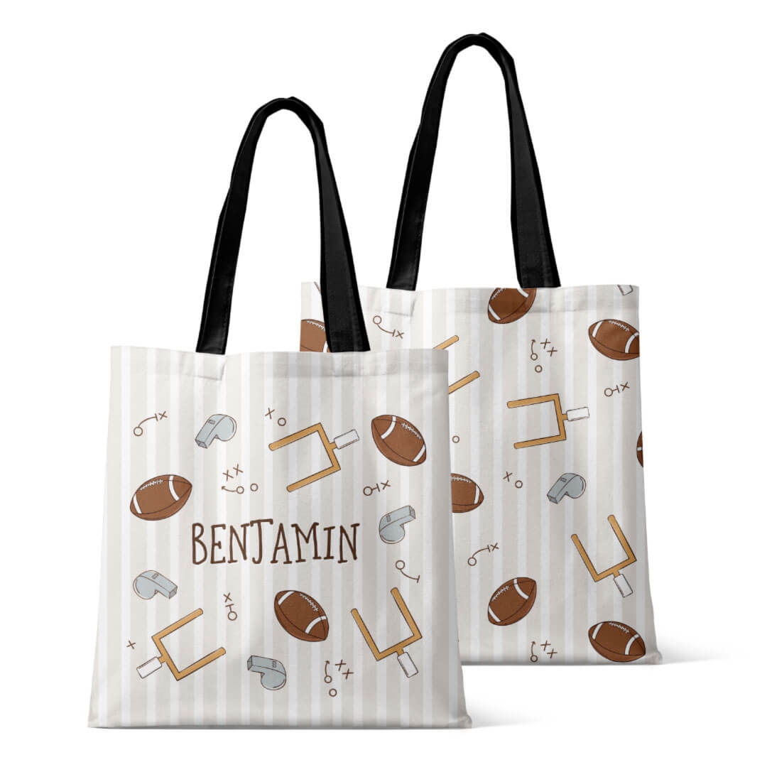 Personalized Tote Bags | Tiny Touchdown Neutral