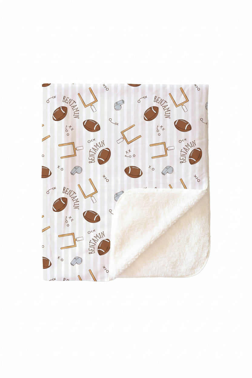 Tiny Touchdowns Personalized Kids Blanket | Neutral