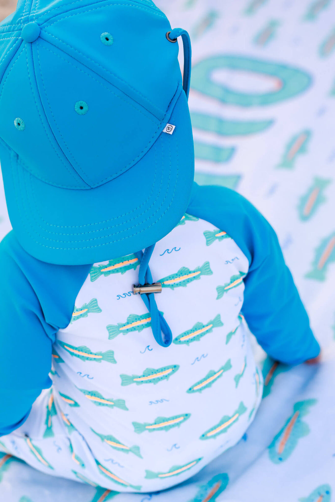 closeup of twilight tide surf hat 