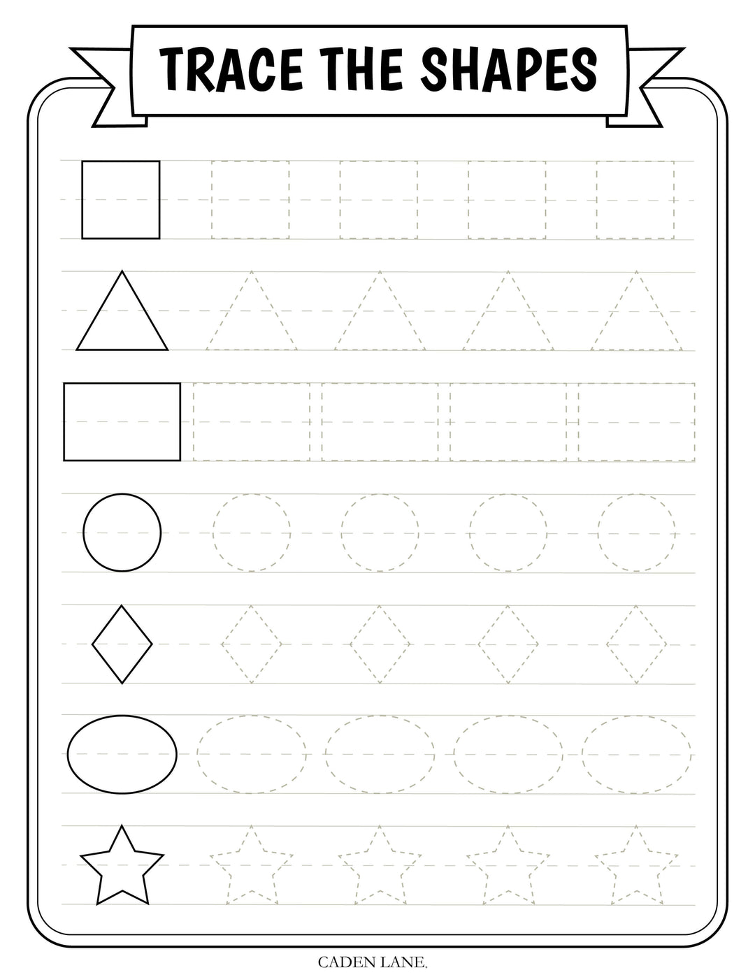 kids trace the shapes worksheet