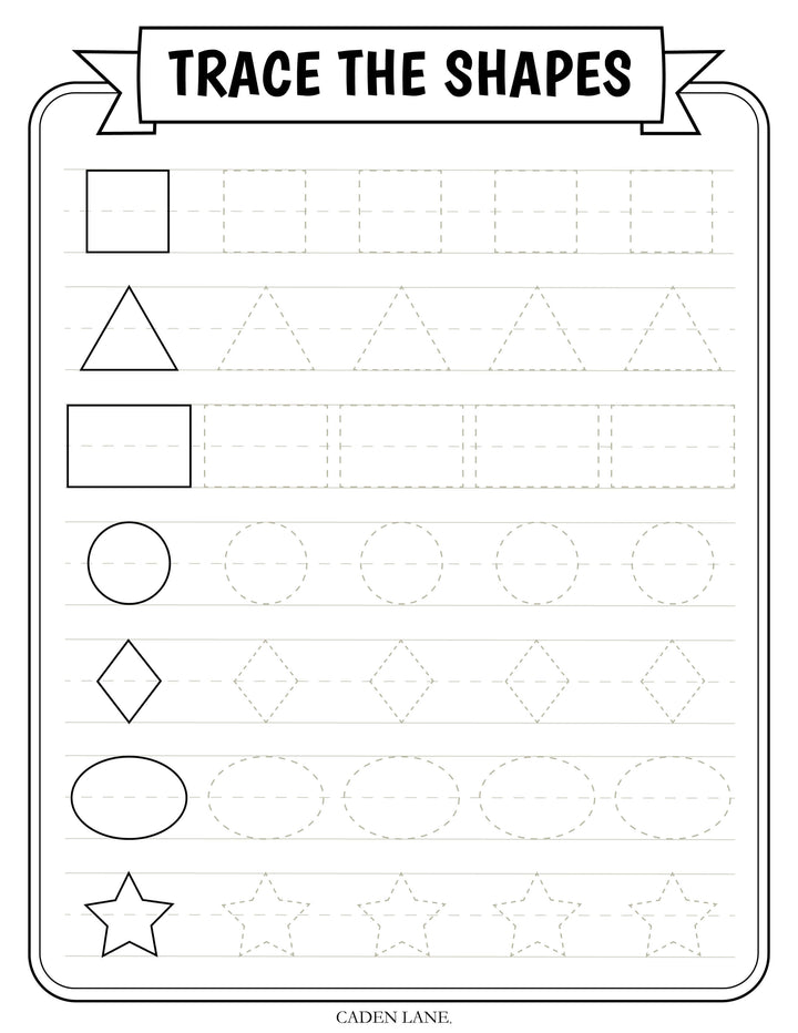 kids trace the shapes worksheet