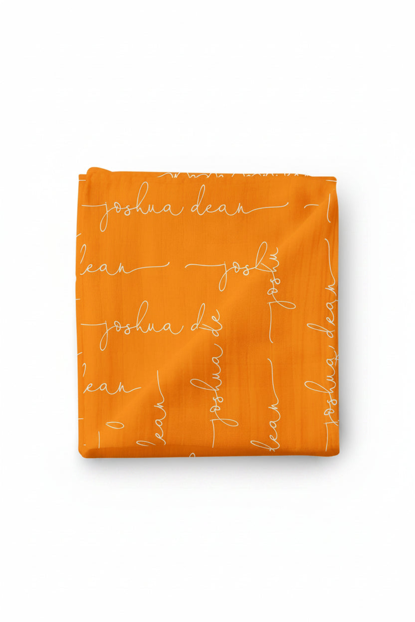 orange personalized swaddle blanket 