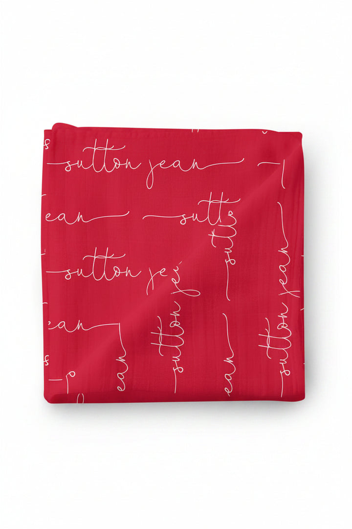 personalized swaddle blanket red